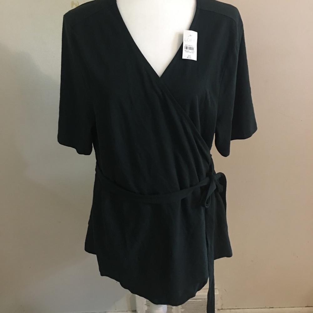 Loft Dark green Crossed tie top